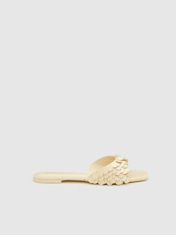 Imogen Flat Sandal - Parmesan Patent Paillettes