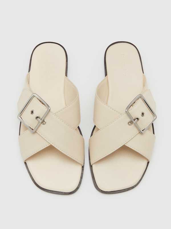 Etta Flat Sandal - Almond Leather