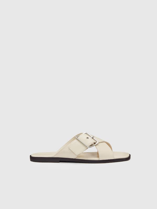 Etta Flat Sandal - Almond Leather