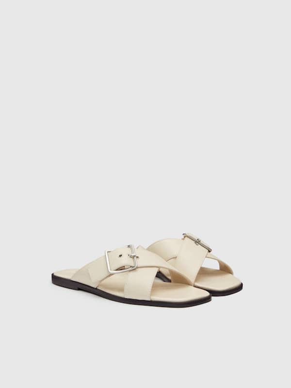 Etta Flat Sandal - Almond Leather