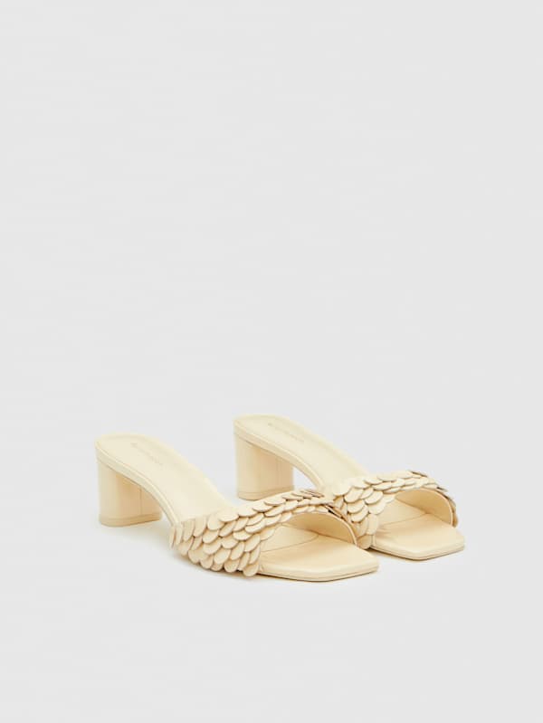 Imogen Heeled Sandal - Parmesan Patent Paillettes