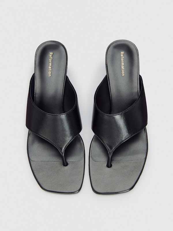 Sandales &agrave; brides et talons Sherlyn - Cuir noir