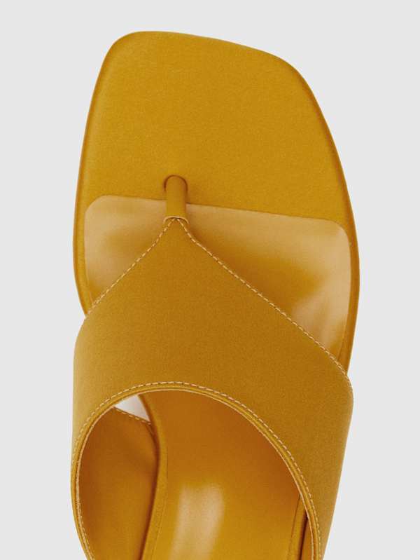 Sherlyn Wedge Thong - Honey Mustard Satin