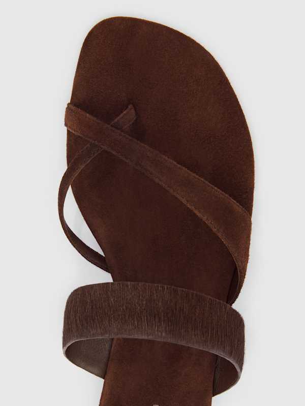 Genine Flat Sandal - Espresso Haircalf Suede