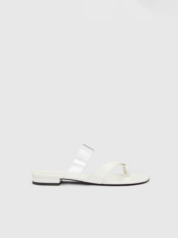 Genine Flat Sandal - White Leather Pvc