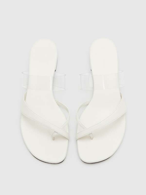 Genine Flat Sandal - White Leather Pvc