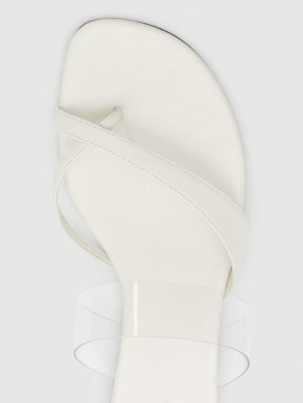 Genine Flat Sandal - White Leather Pvc
