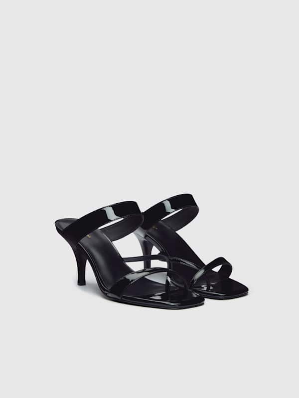Genine Heeled Sandal - Black Patent