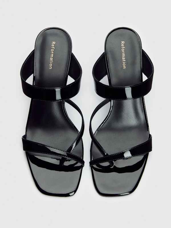 Genine Heeled Sandal - Black Patent
