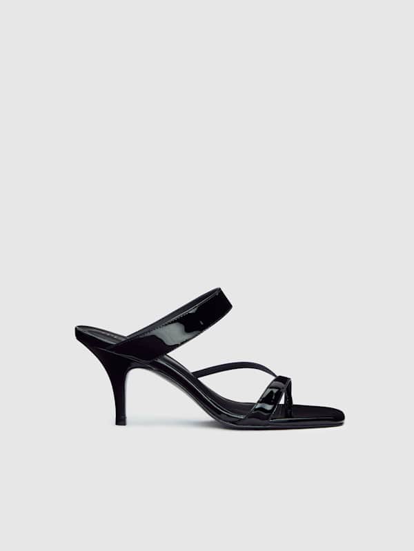 Genine Heeled Sandal - Black Patent