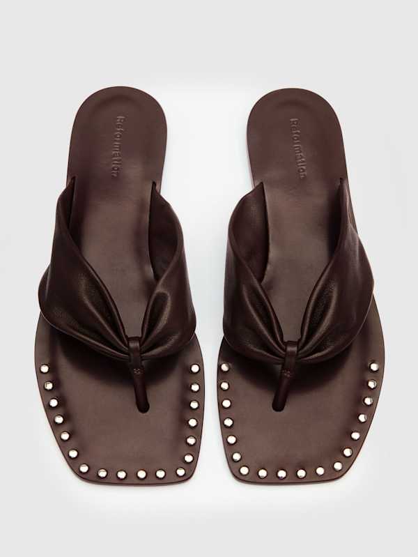Larsen Thong Sandal - Espresso Leather Studs