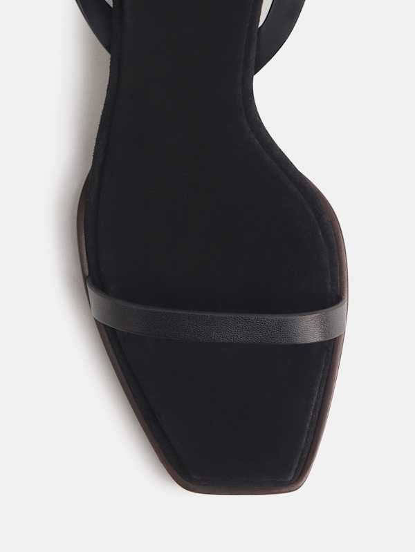 Lina Wedge Sandal - Black Leather