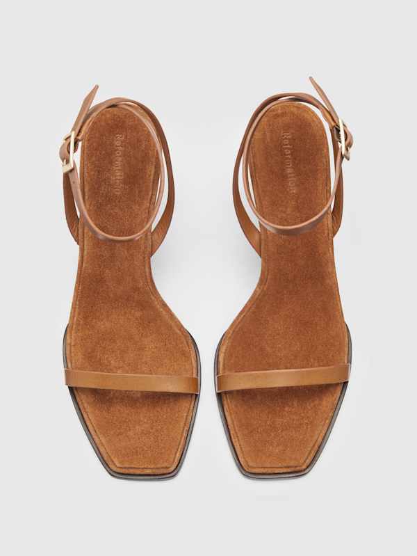 Lina Wedge Sandal - Rum Leather