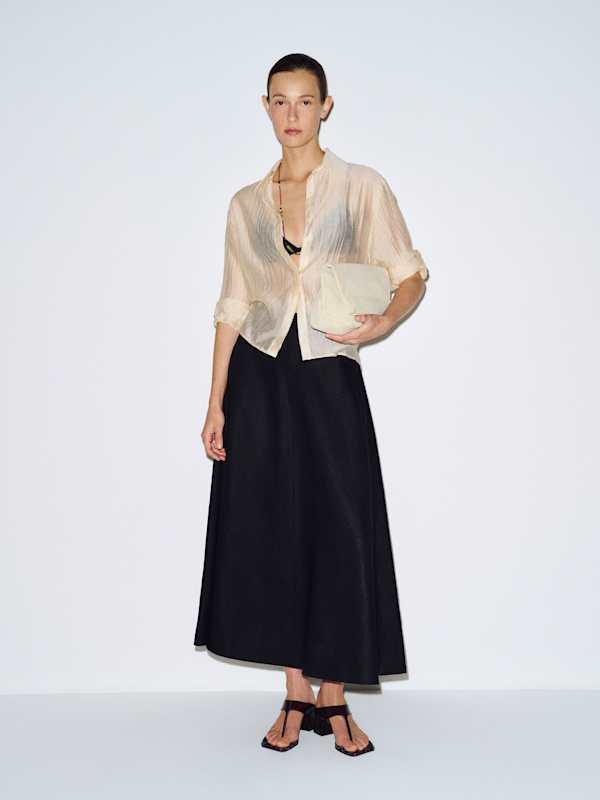 Petites Peony Linen Skirt - Black