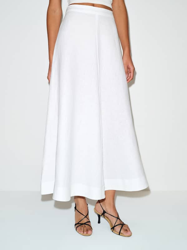 Petites Peony Linen Skirt - White