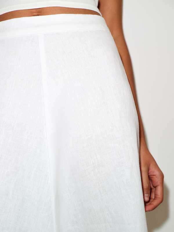 Petites Peony Linen Skirt - White