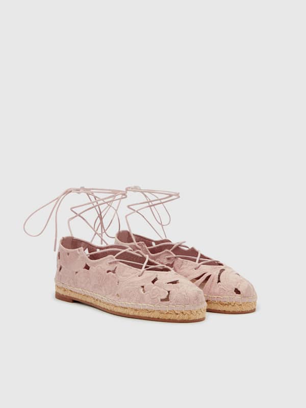 Adeline Espadrille - Vintage Rose Embroidered Linen
