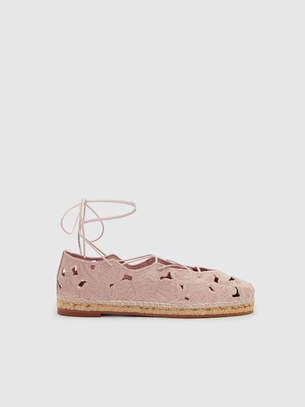 Adeline Espadrille - Vintage Rose Embroidered Linen