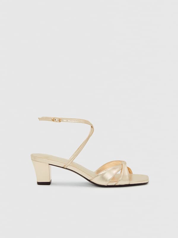 Sandales &agrave; talons &eacute;pais Margo - Gold Leather