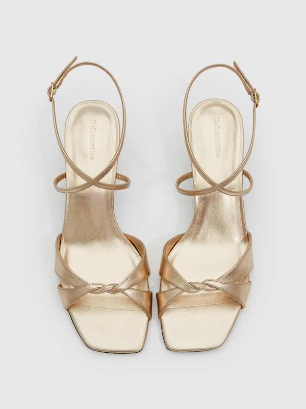 Sandales &agrave; talons &eacute;pais Margo - Gold Leather