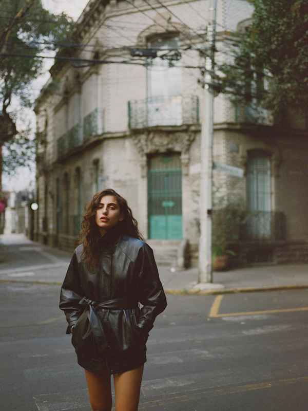 Veda Lennox Leather Oversized Bomber - Black