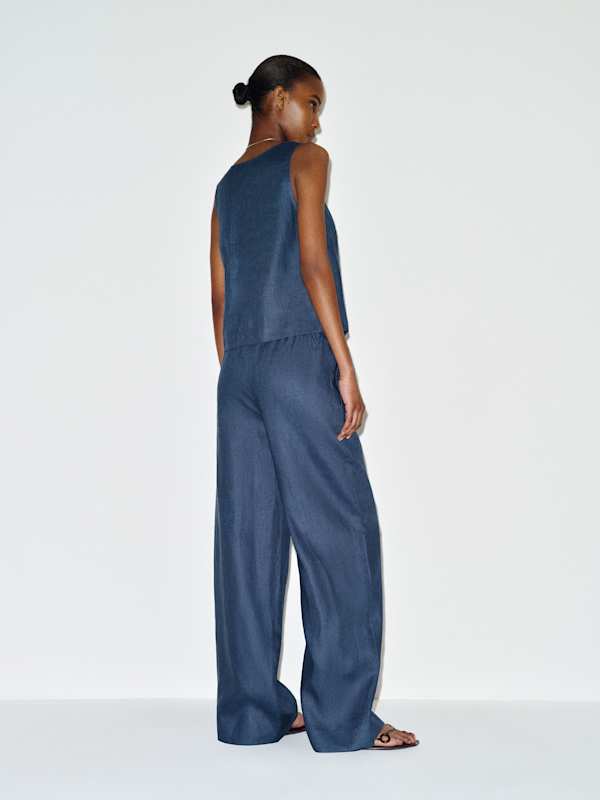 Lenora Linen Two Piece - Muted Navy