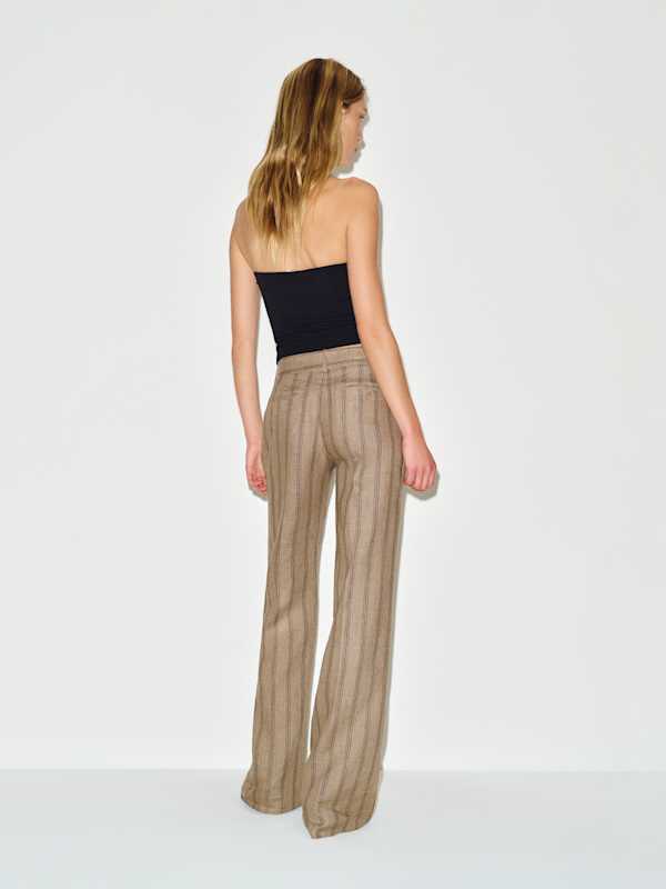 Gisele Low Rise Linen Pant - Granola Stripe