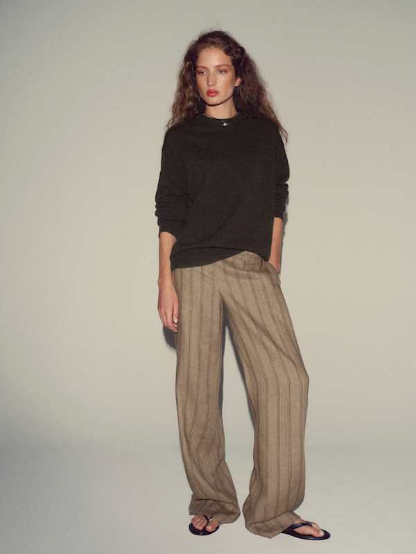 Gisele Low Rise Linen Pant - Granola Stripe
