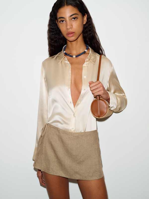 Laurel Linen Skort - Dark Oatmeal