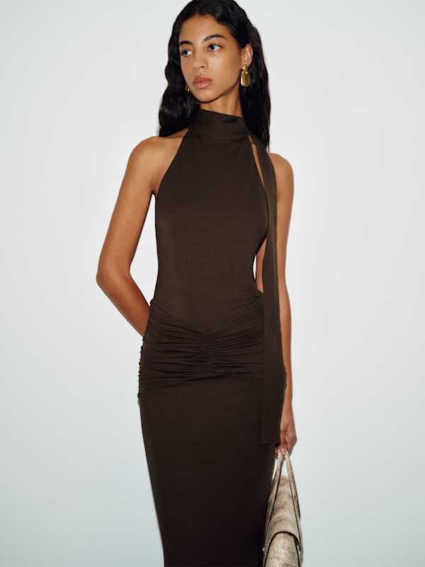 Robe en maille Serena - Brun
