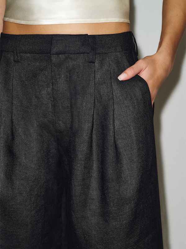Drew Linen Short - Black