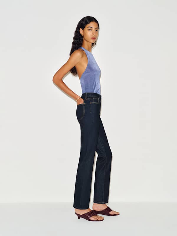 Leda Mid Rise Straight Jeans - Ondine