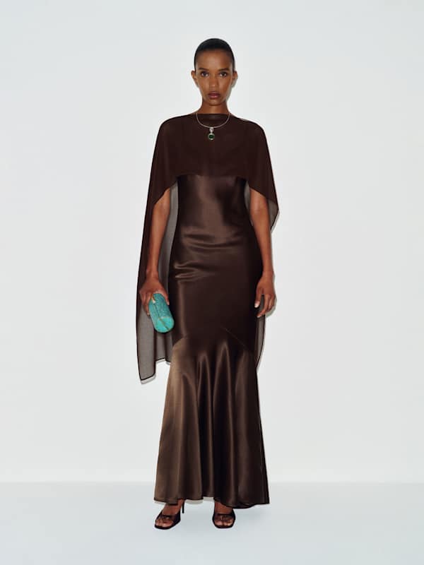 Tiffani Silk Dress - Black Bean