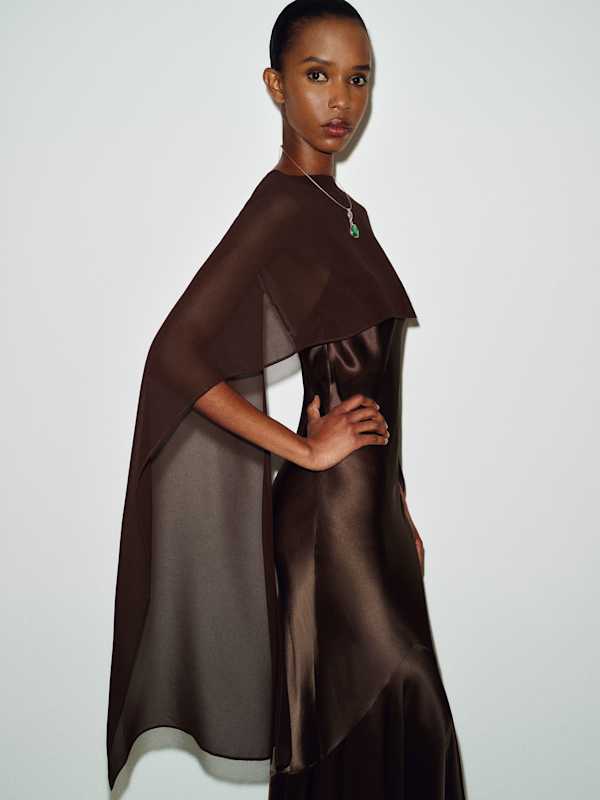 Tiffani Silk Dress - Black Bean