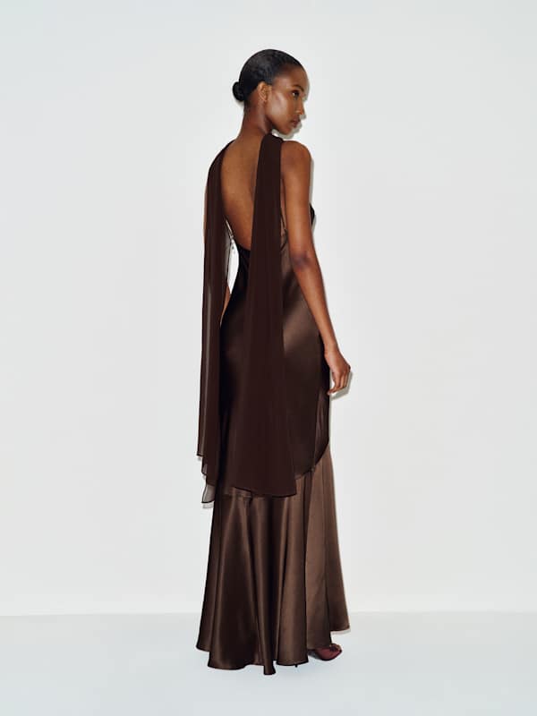 Tiffani Silk Dress - Black Bean