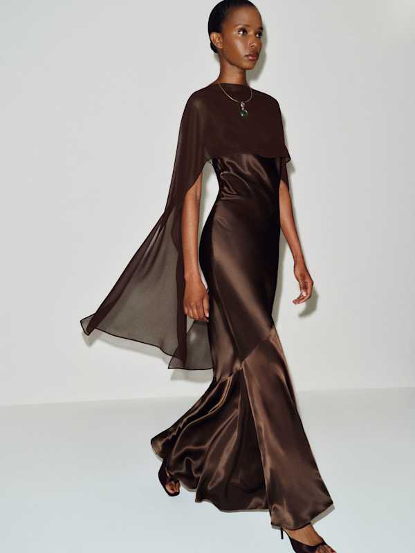 Tiffani Silk Dress - Black Bean
