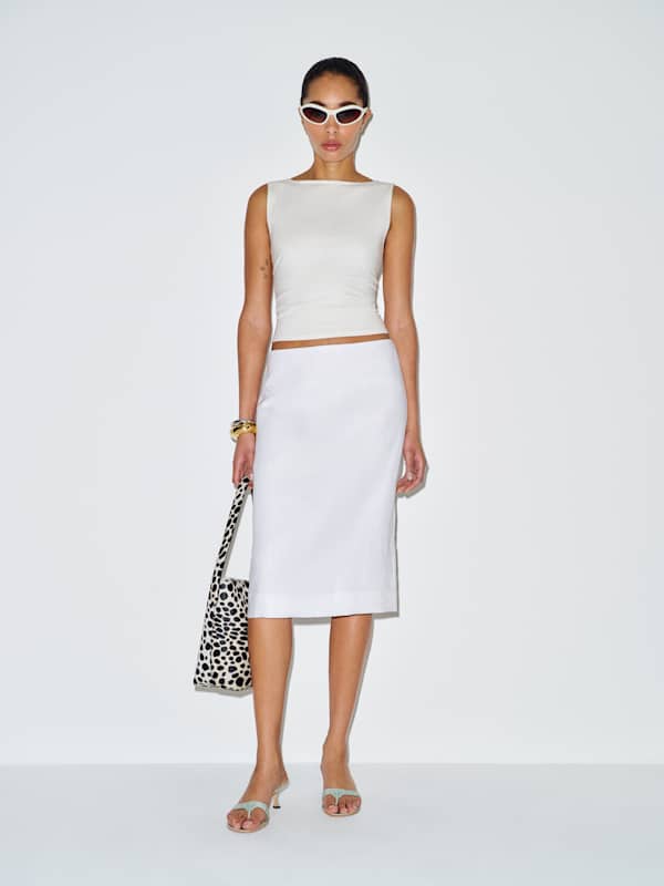 Fleur Linen Skirt - White