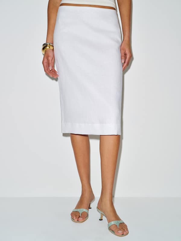 Fleur Linen Skirt - White