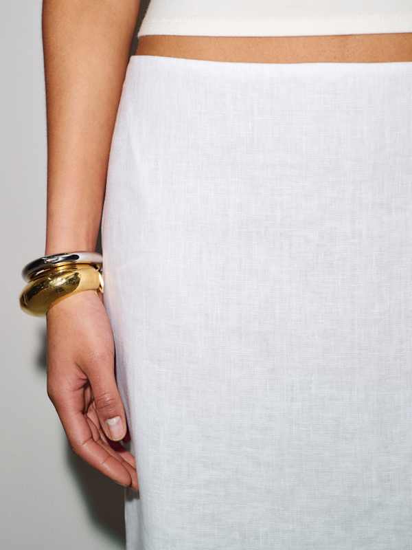 Fleur Linen Skirt - White