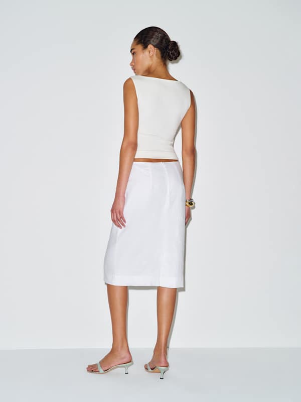 Fleur Linen Skirt - White