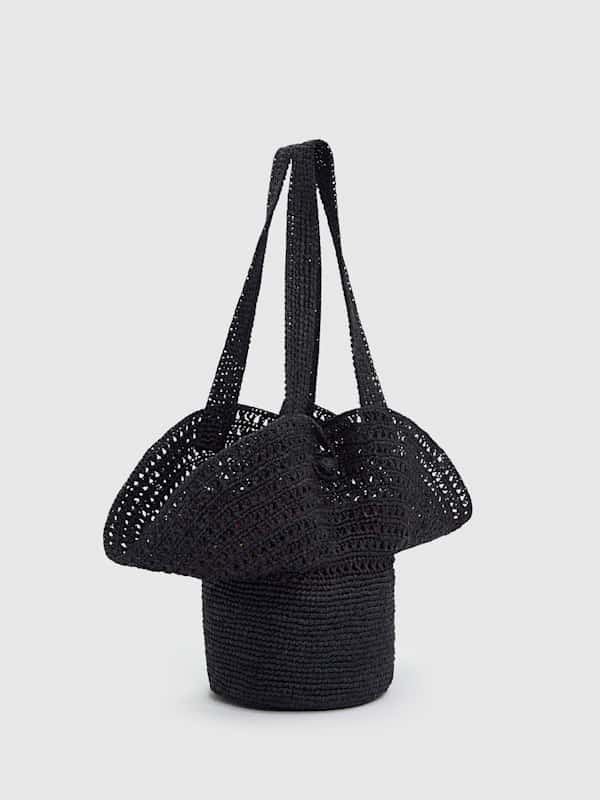 Sonia Hat Bag - Black Raffia