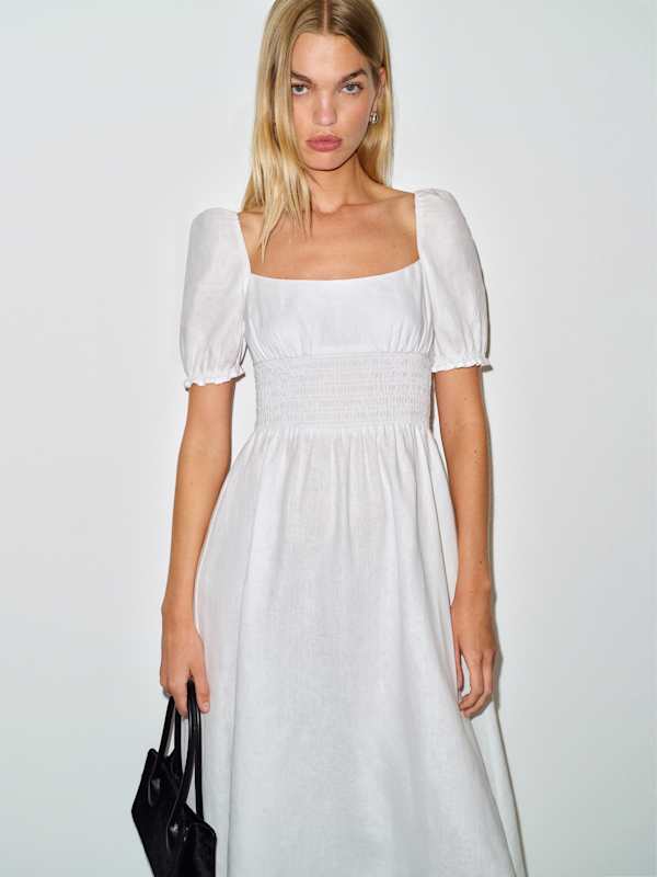 Adler Linen Dress - White