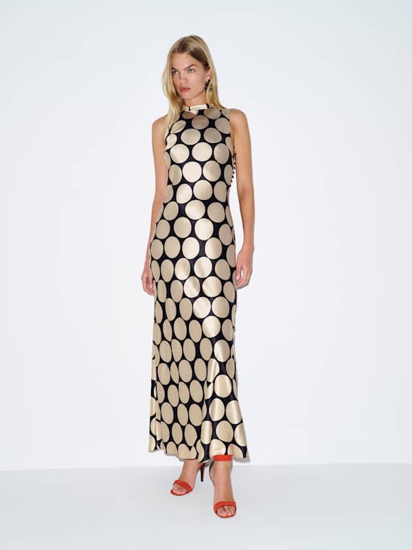 Yian Silk Dress - Full Moon Dot