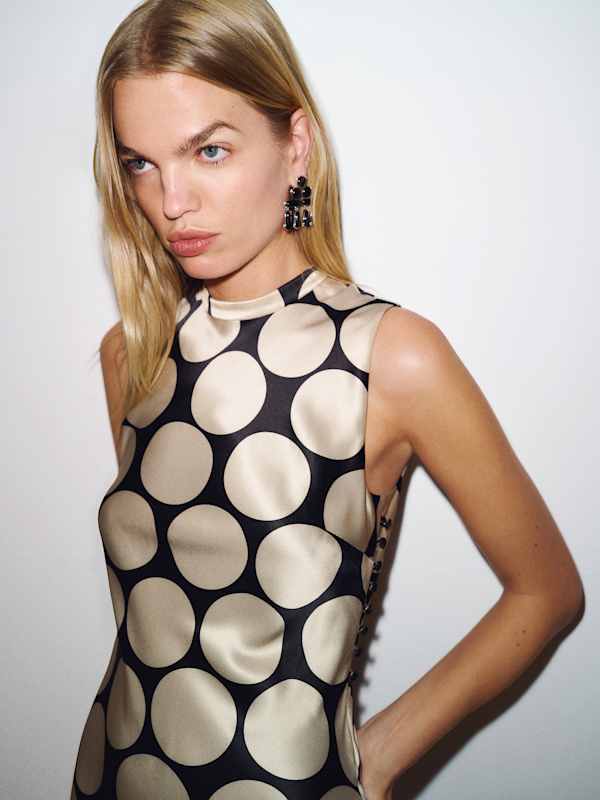 Yian Silk Dress - Full Moon Dot