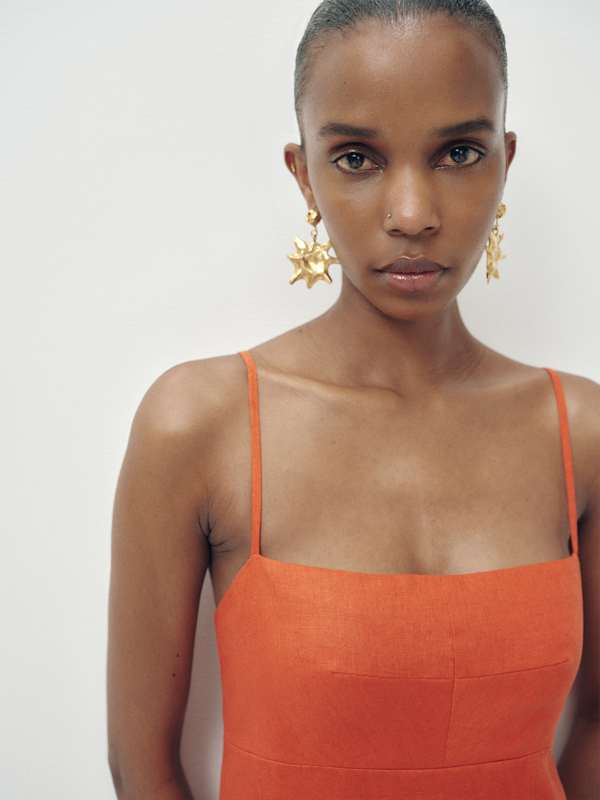 Demi Linen Dress - Chili Mango