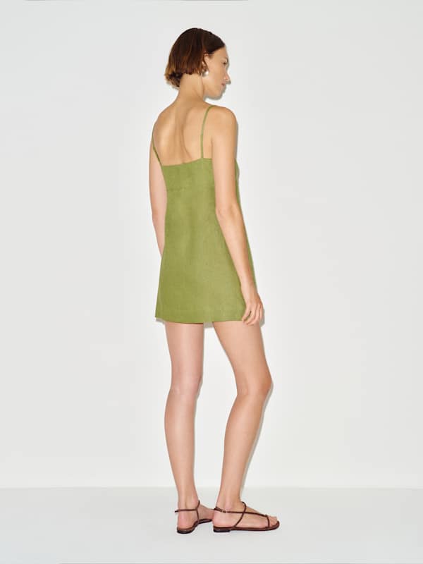 Demi Linen Dress - Green Bean