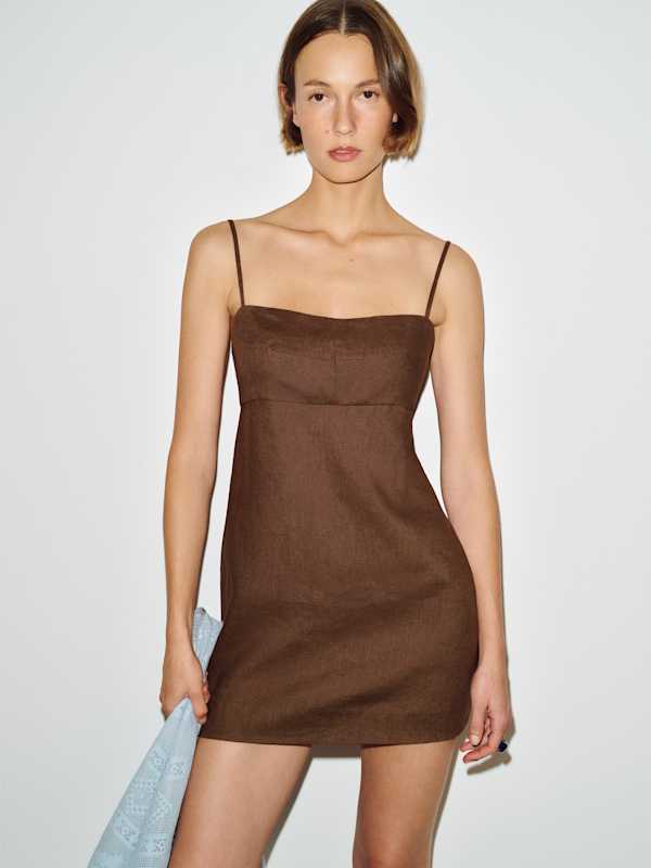 Demi Linen Dress - Pinecone