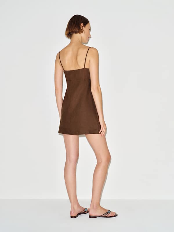 Demi Linen Dress - Pinecone