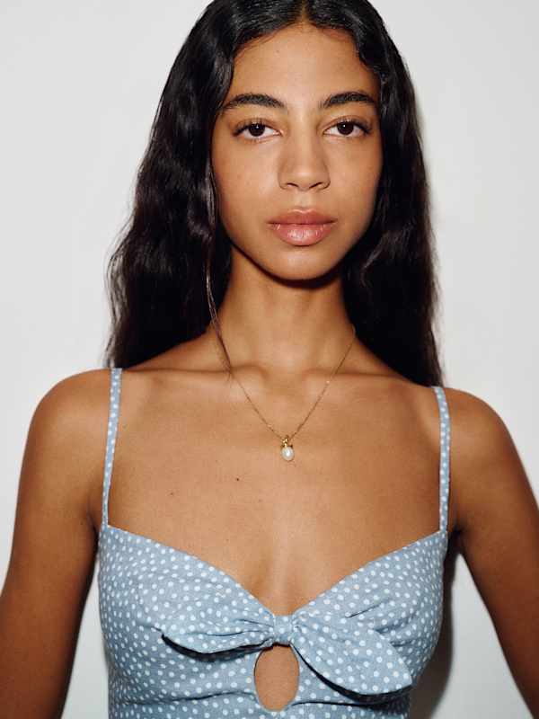 Hadley Linen Dress - Sky Dot