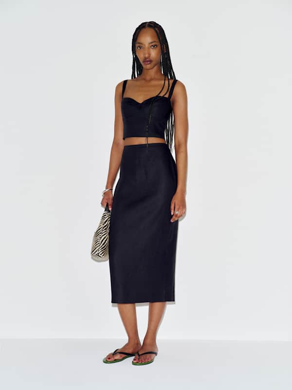 Fontana Linen Two Piece - Black
